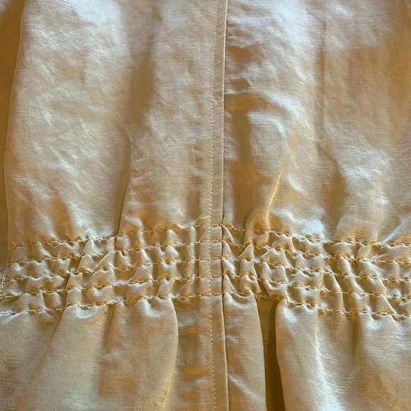 Linen Blend Jacket Women’s Med P Yellow Front Zip Pockets Collar Modern Artsy - Picture 14 of 17